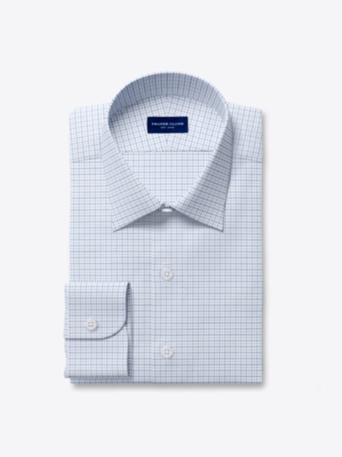 Non-Iron Stretch Blue and Navy Tattersall