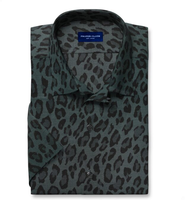 Teal Leopard Men's Short Sleeve Shirt