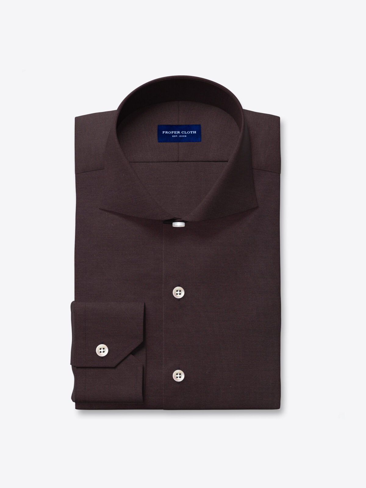 brown fitted dress shirt Non-Iron Cotton Solid Dress Shirt With Contrast Trim - Brown main image 1