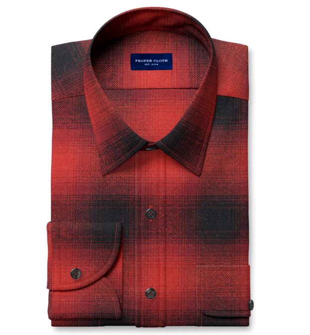 Japanese Red and Black Ombre Plaid Flannel Custom Dress Shirt Shirt by Proper Cloth Japanese Red and Black Ombre Plaid Flannel Custom Dress Shirt Shirt by Proper Cloth
