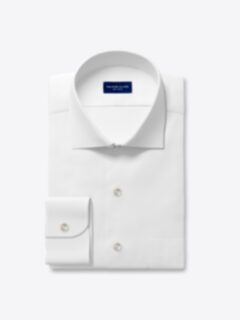 Custom Thomas Mason White Giro Inglese Weave Shirt Shirt