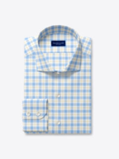 Custom Sutton 120s Blue and Yellow Check Shirt Shirt