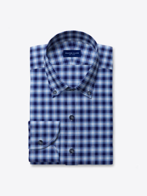 Portuguese Navy and Blue Plaid Twill