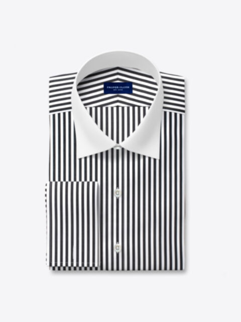 Thomas Mason Luxury Black and White Stripe Dress Shirt Shirt by