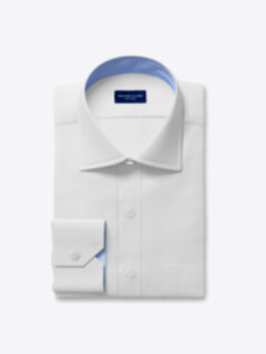 Custom White Wrinkle-Resistant Royal Herringbone Shirt