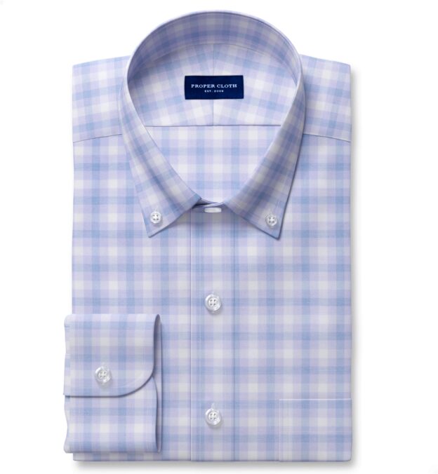 Non-Iron Stretch Lavender and Blue Check Men's Dress Shirt Shirt by Proper  Cloth