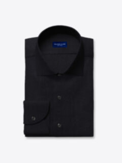 Custom Albini Black Stretch Poplin Shirt