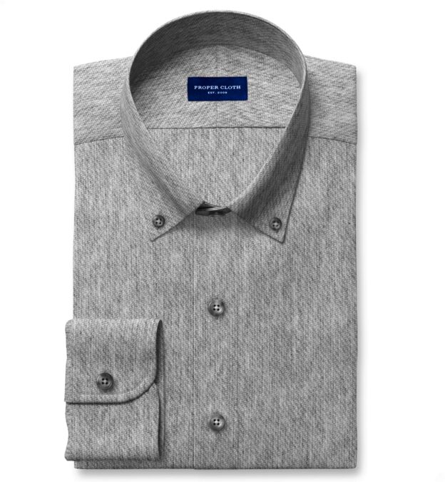 Grey Melange Wool and Cotton Knit Dress Shirt Shirt by Proper Cloth