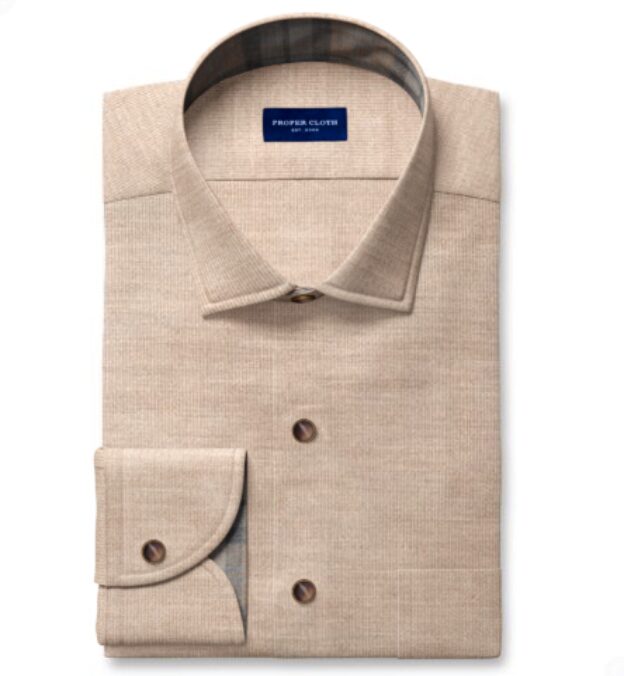 Canclini Beige Melange Corduroy Fitted Dress Shirt Shirt by Proper Cloth Canclini Beige Melange Corduroy Fitted Dress Shirt Shirt by Proper Cloth