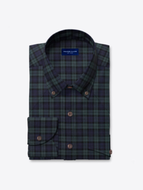 Portuguese Plaid Black Watch Tartan Men's Dress Shirt Shirt by