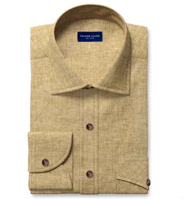 Positano Washed Beige Delave Lightweight Linen Custom Dress Shirt 