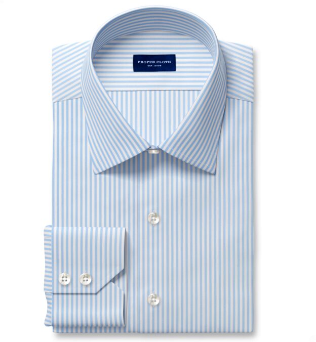 Stanton 120s Light Blue Bengal Stripe Men's Dress Shirt Shirt by Proper