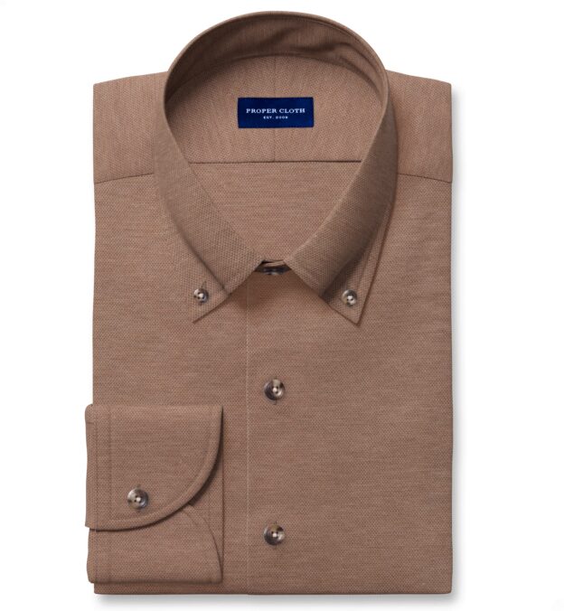 Canclini Melange Mocha Pique Dress Shirt Shirt