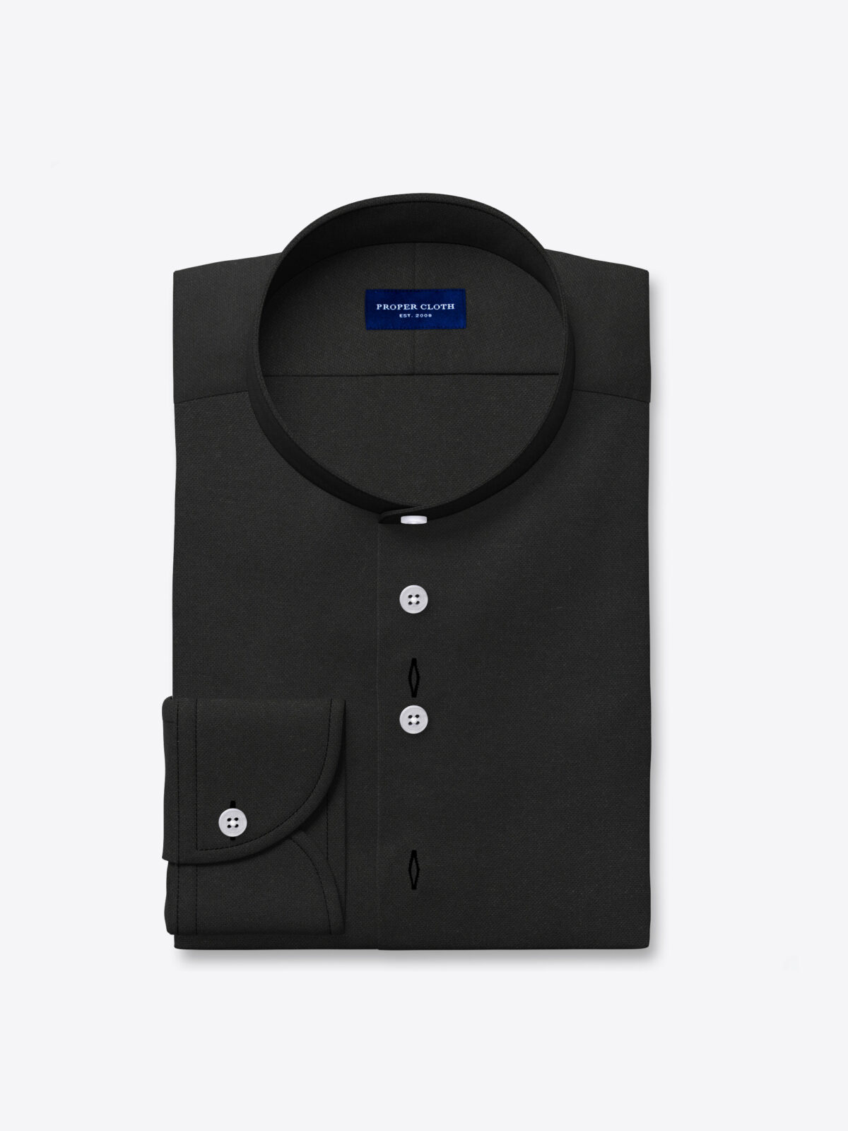 Japanese Black Performance Band Collar Polo Shirt Japanese Black Performance Band Collar Polo Shirt