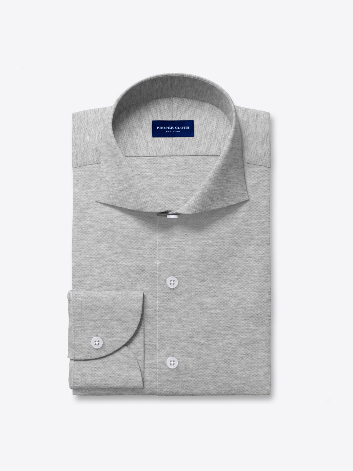 Sullivan Light Grey Melange Easy Care Pique Dress Shirt Shirt