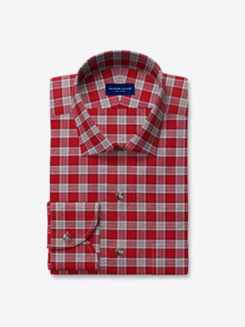 Kent Cranberry and Grey Melange Lightweight Flannel