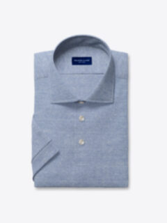 Custom Monterey Slate Cotton and Linen Blend Knit Pique Shirt