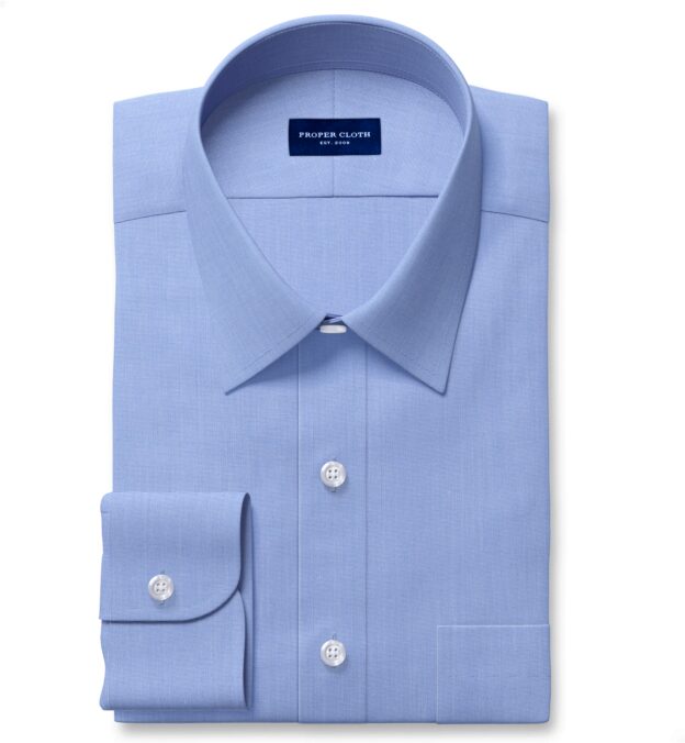 Mid Blue End on End Ground with White and Red Stripes Classic Custom Shirt 100c 60*60 Sas734a