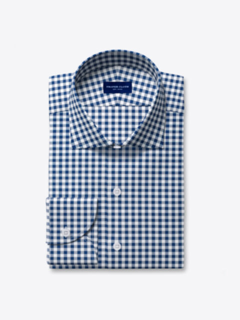 Non-Iron Supima Navy Blue Gingham