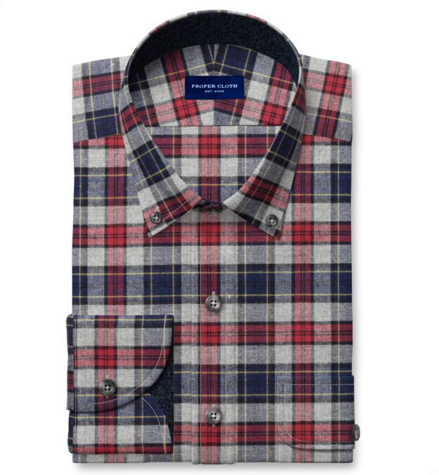 Stowe Red and Blue Tartan Flannel Men's Dress Shirt Shirt by Proper Cloth