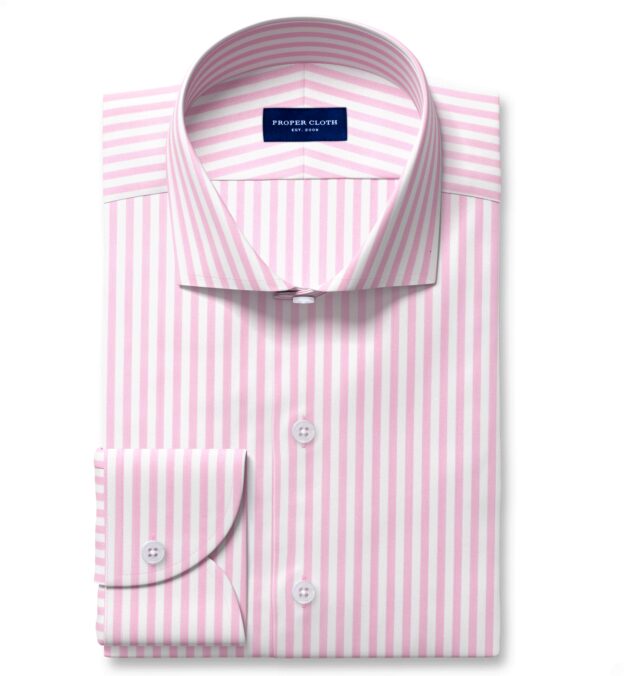 mens pink striped dress shirt Padua Pink Bengal Stripe 120s Broadcloth Shirt