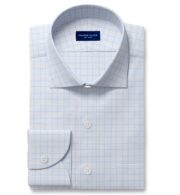 Shop Non-Iron Stretch Grey and Light Blue Glen Plaid