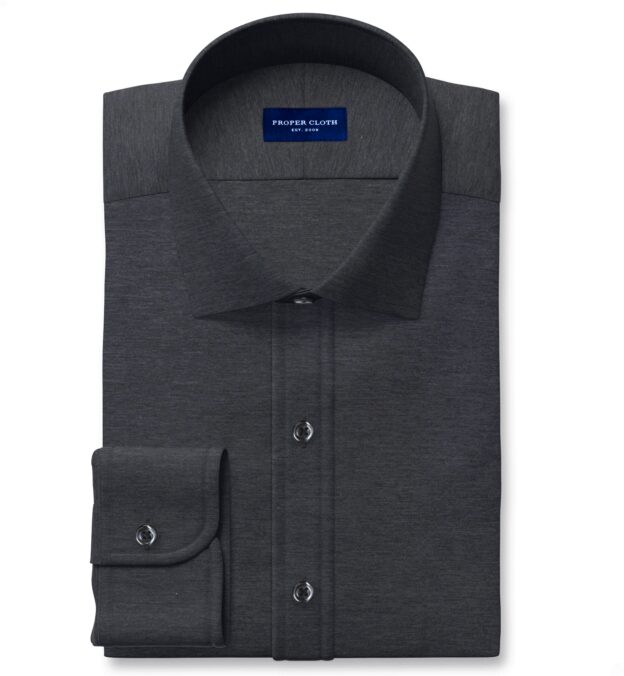 Performance Charcoal Melange Jersey Knit Men's Dress Shirt Shirt by Proper Cloth Performance Charcoal Melange Jersey Knit Men's Dress Shirt Shirt by Proper Cloth