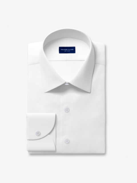 Non-Iron Supima White Twill Fitted Dress Shirt Shirt by Proper Cloth