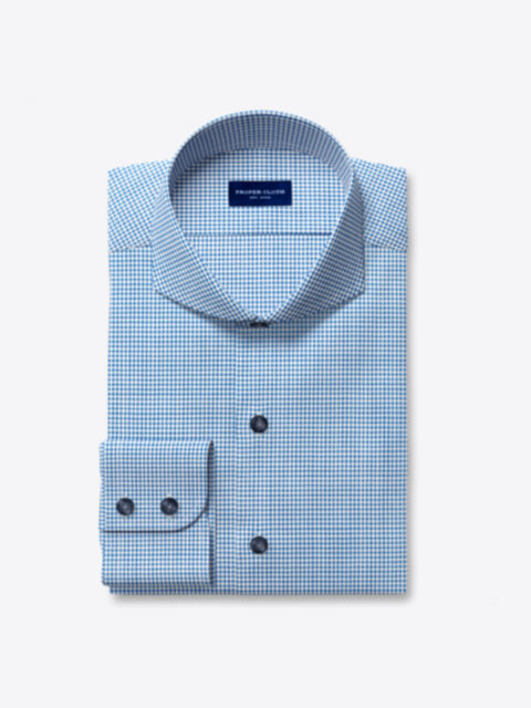 Thomas Mason Wrinkle-Resistant Navy Mini Gingham Twill