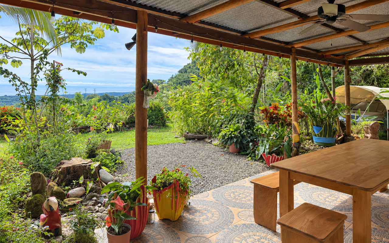 Great Deal for an Ocean View Home with Guest Studio & Creek Above Playa Matapalo