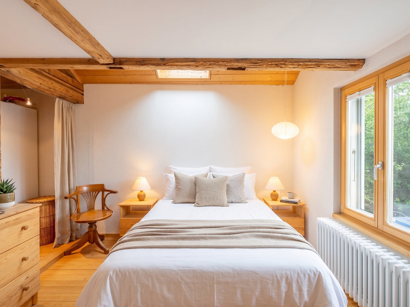 Maison individuelle de 3 pièces à Gwatt - Chambre