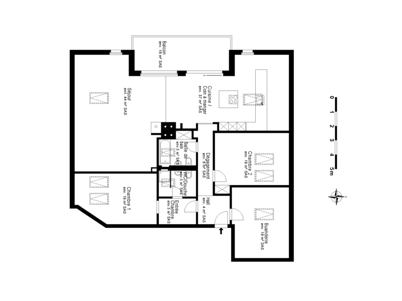 4-Zimmer Wohnung in Marly - Grundriss