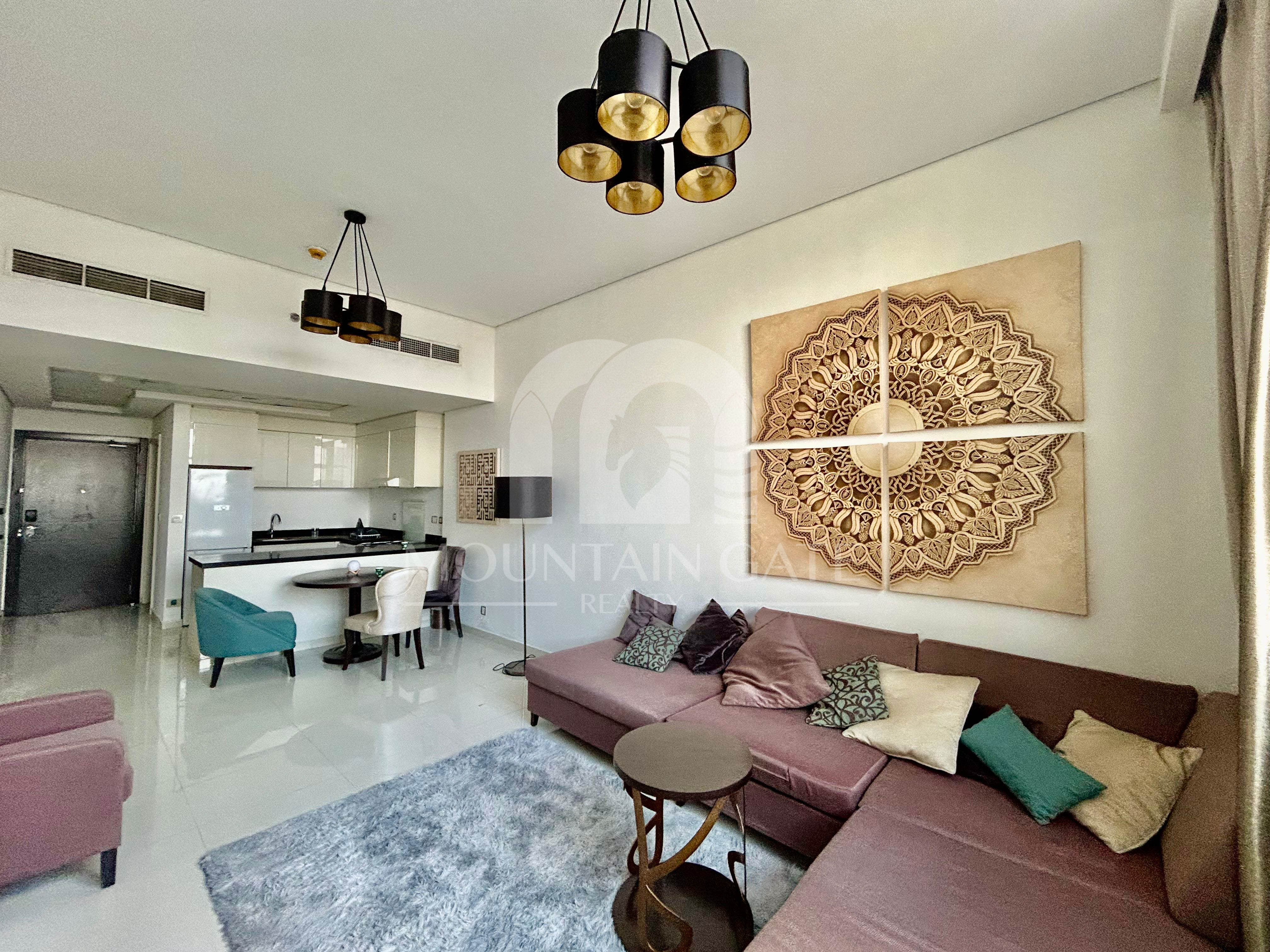 Vacant | Fully Furnished | High Floor Unit 1BR Jumeirah Village Circle Mountain Gate