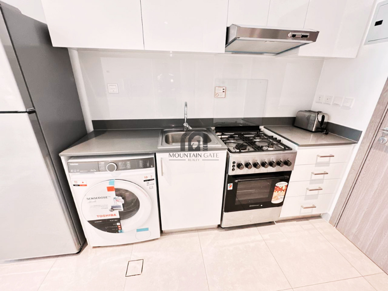 furnished studio | spacious layout | green views Aljada Mountain Gate