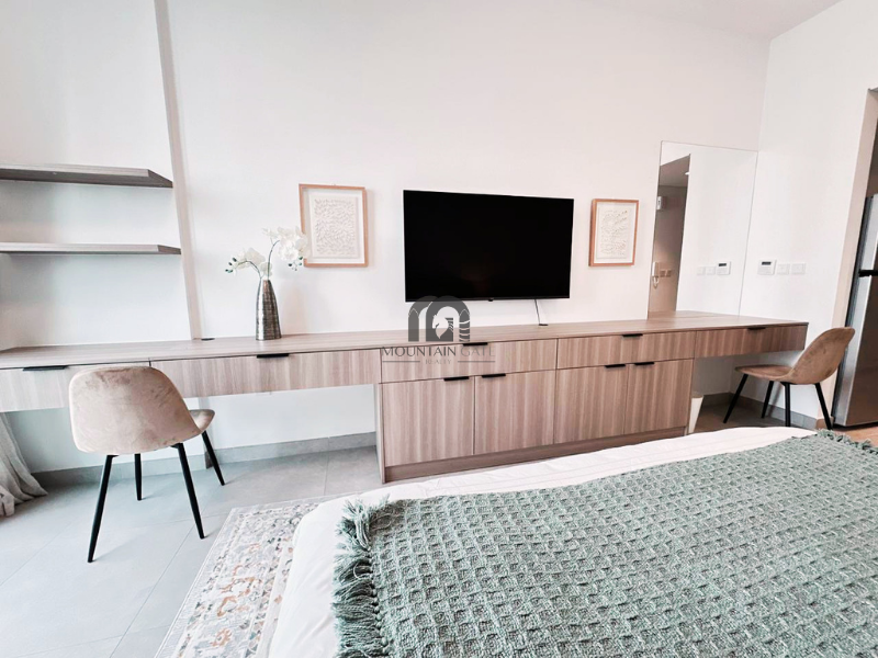 furnished studio | spacious layout | green views Aljada Mountain Gate