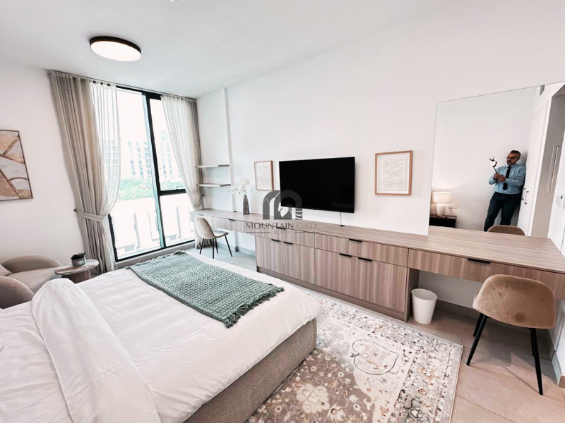furnished studio | spacious layout | green views Aljada Mountain Gate