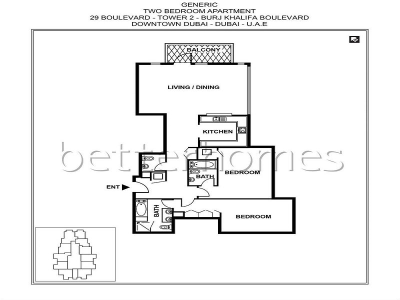 2 Bedrooms Apartment in 29 Burj Boulevard Tower 2