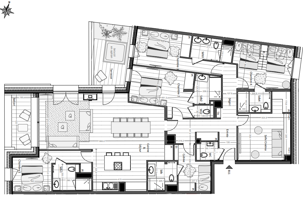 5 Bed Apartment in Val d’Isère Floorplan 1