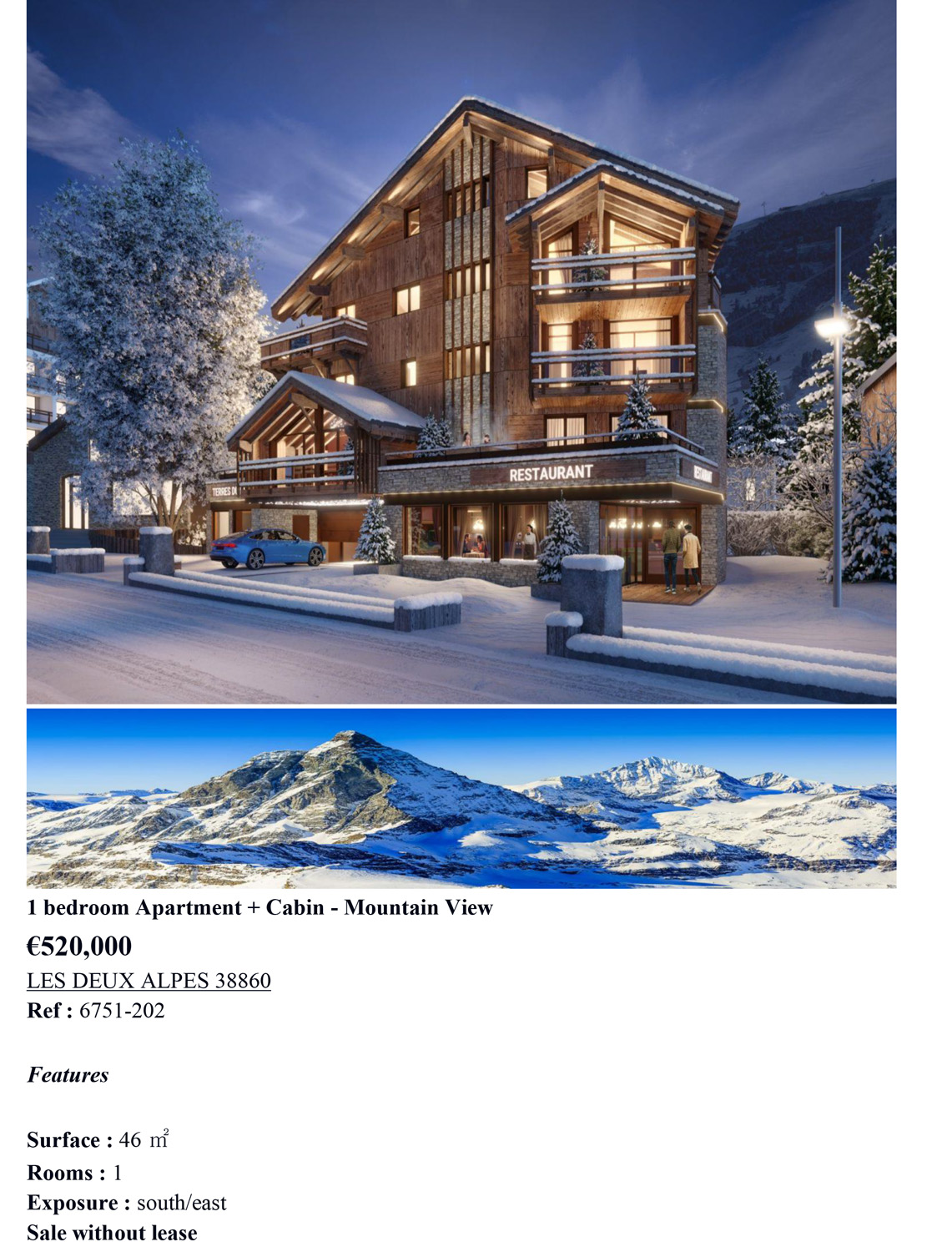 1 Bedroom Apartment with Mountain Views Floorplan 1