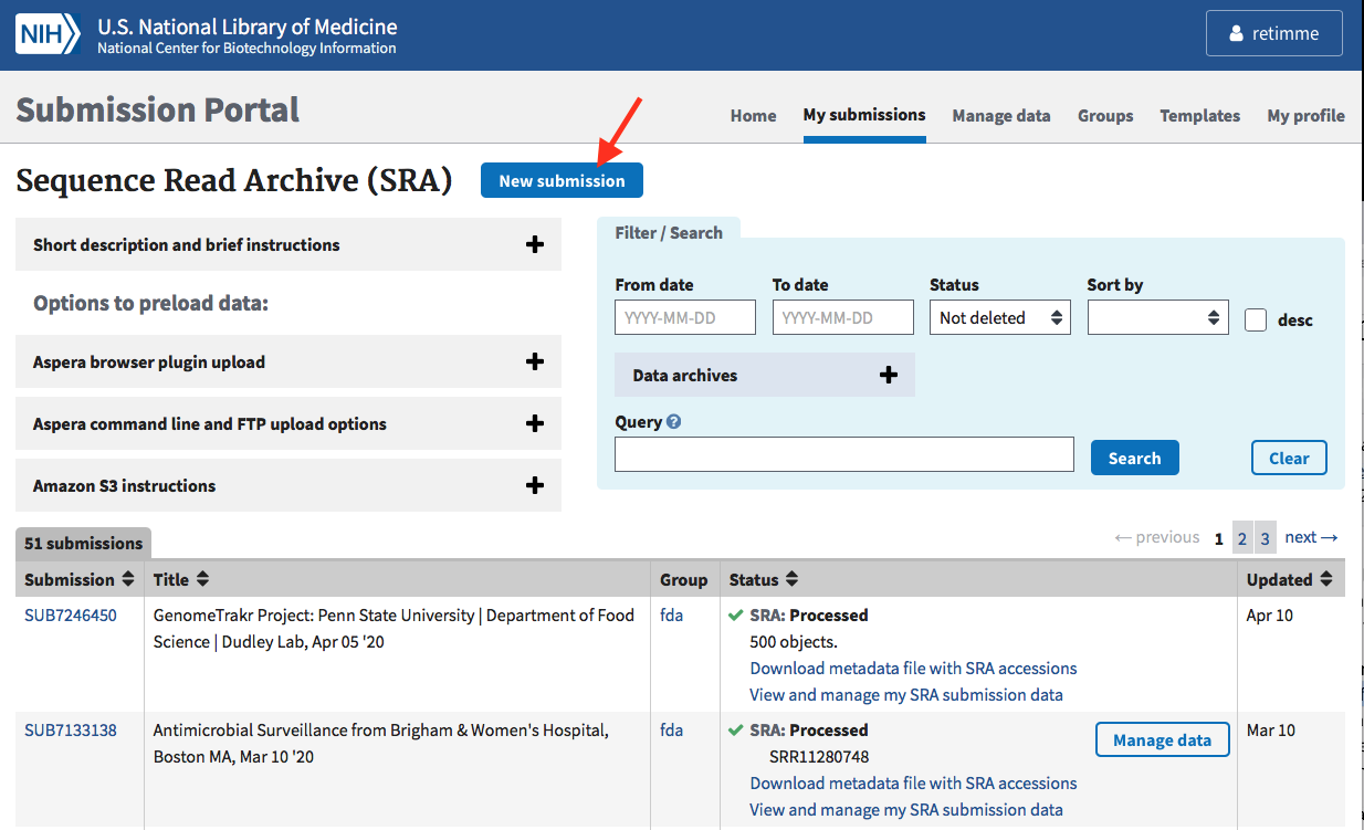 SARS-CoV-2 NCBI submission protocol: SRA, BioSample, and BioProject