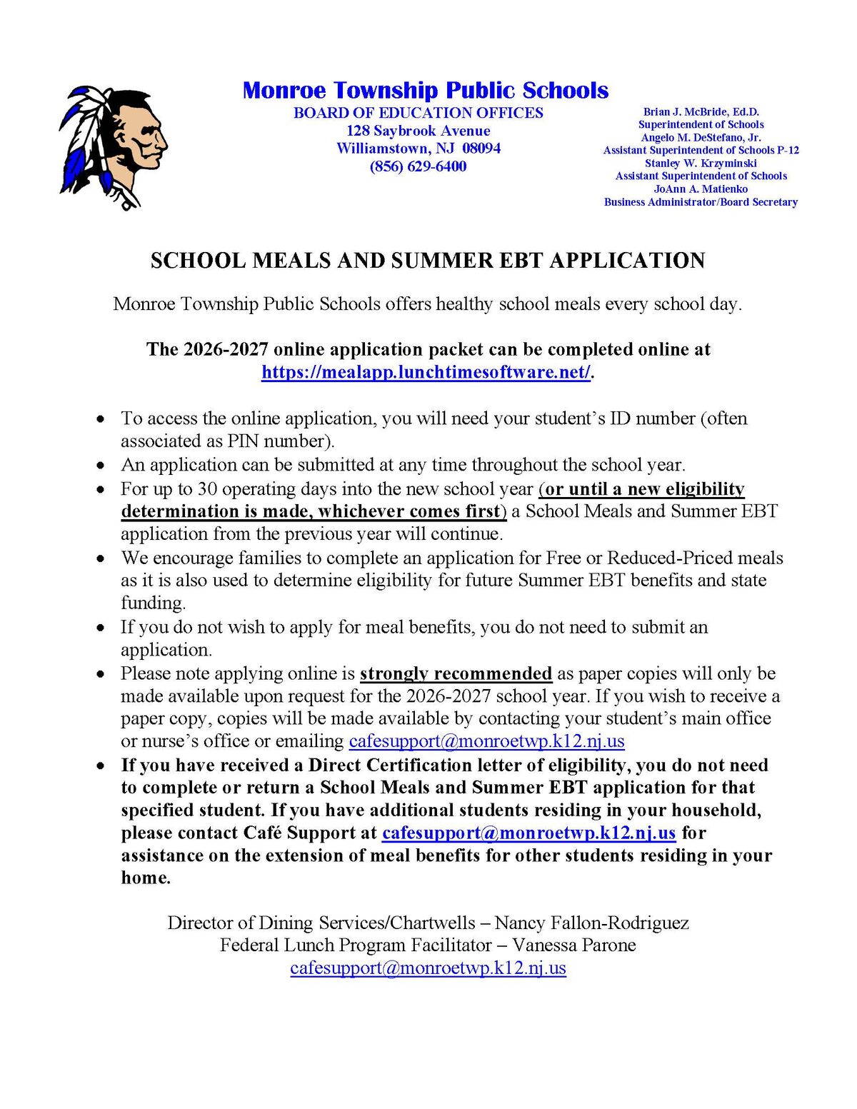 School Meals & Summer EBT Information