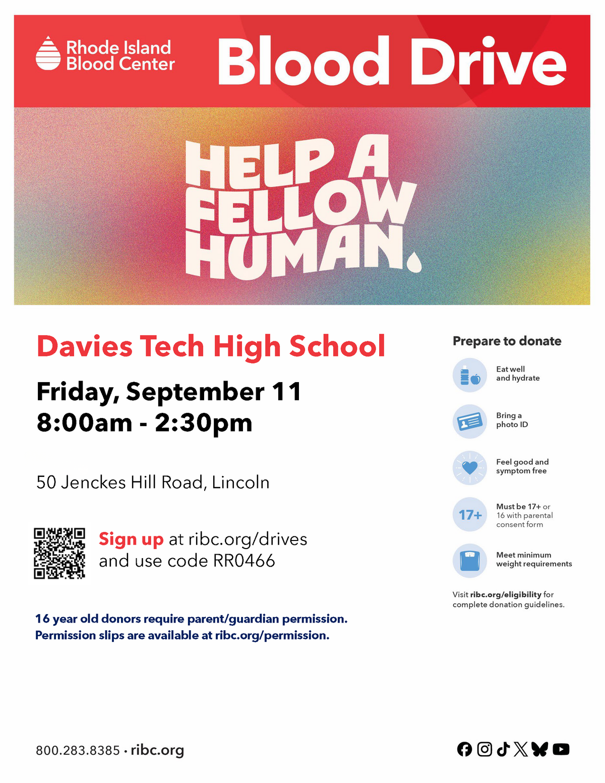 Blood Drive Friday, Sept 11! Register in Advance - CAF B