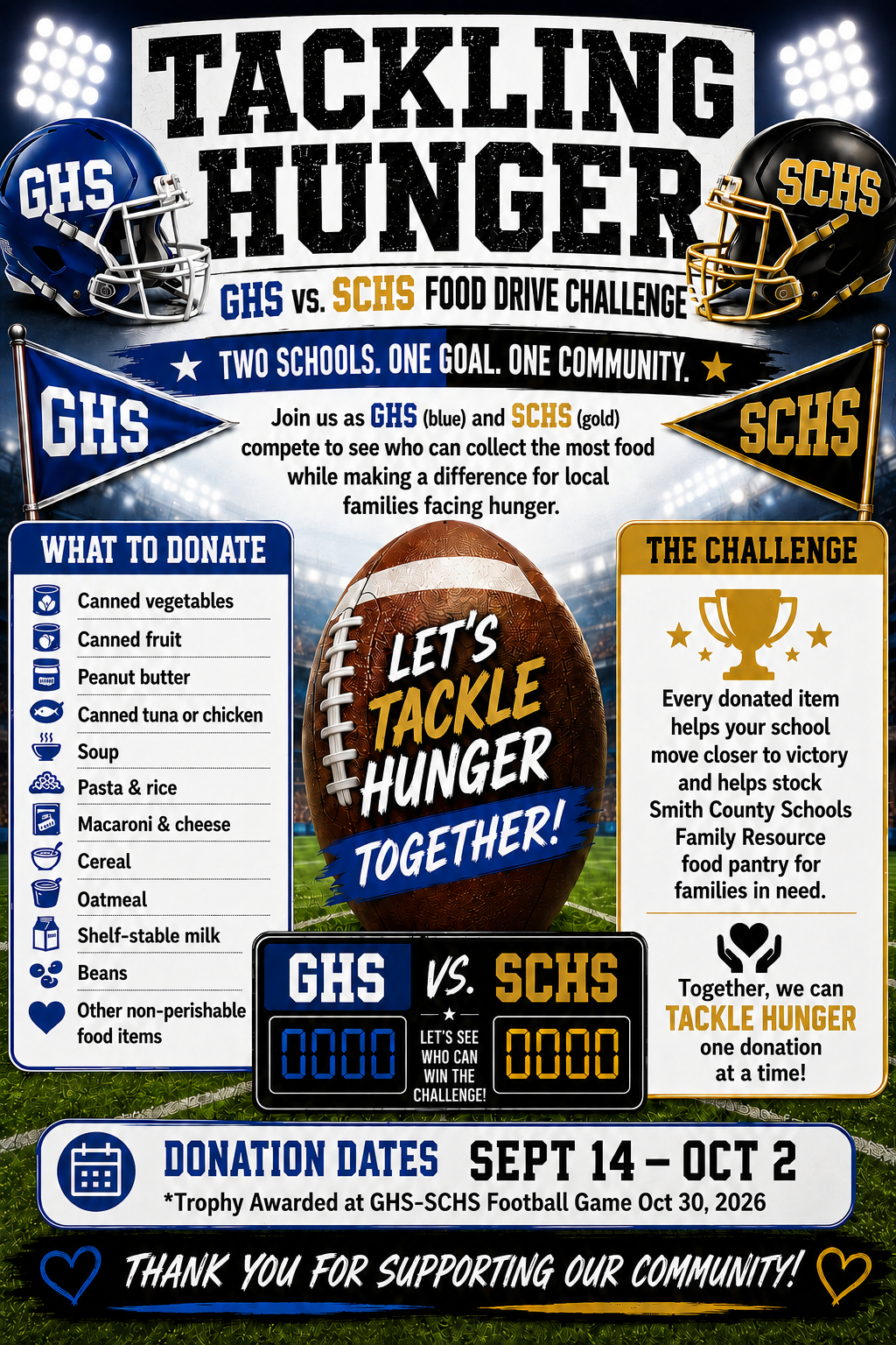 Tackling Hunger GHS vs SCHS Food Drive Challenge