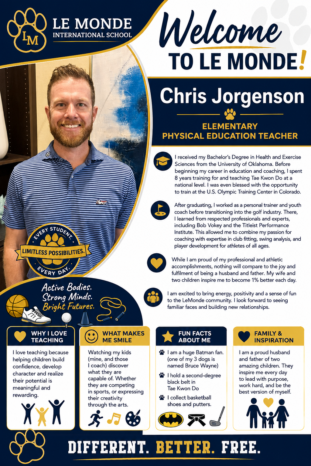 Big Welcome to Chris Jorgenson joining Elementary PE!