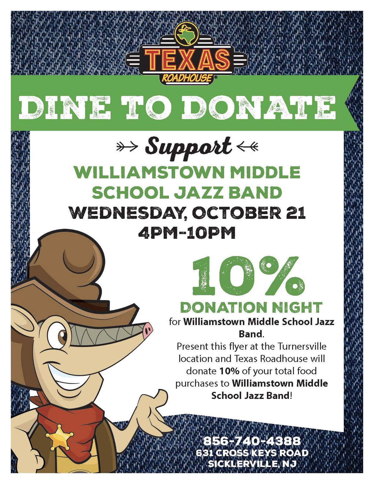 Support the WMS Jazz Band | Dine to Donate October 21