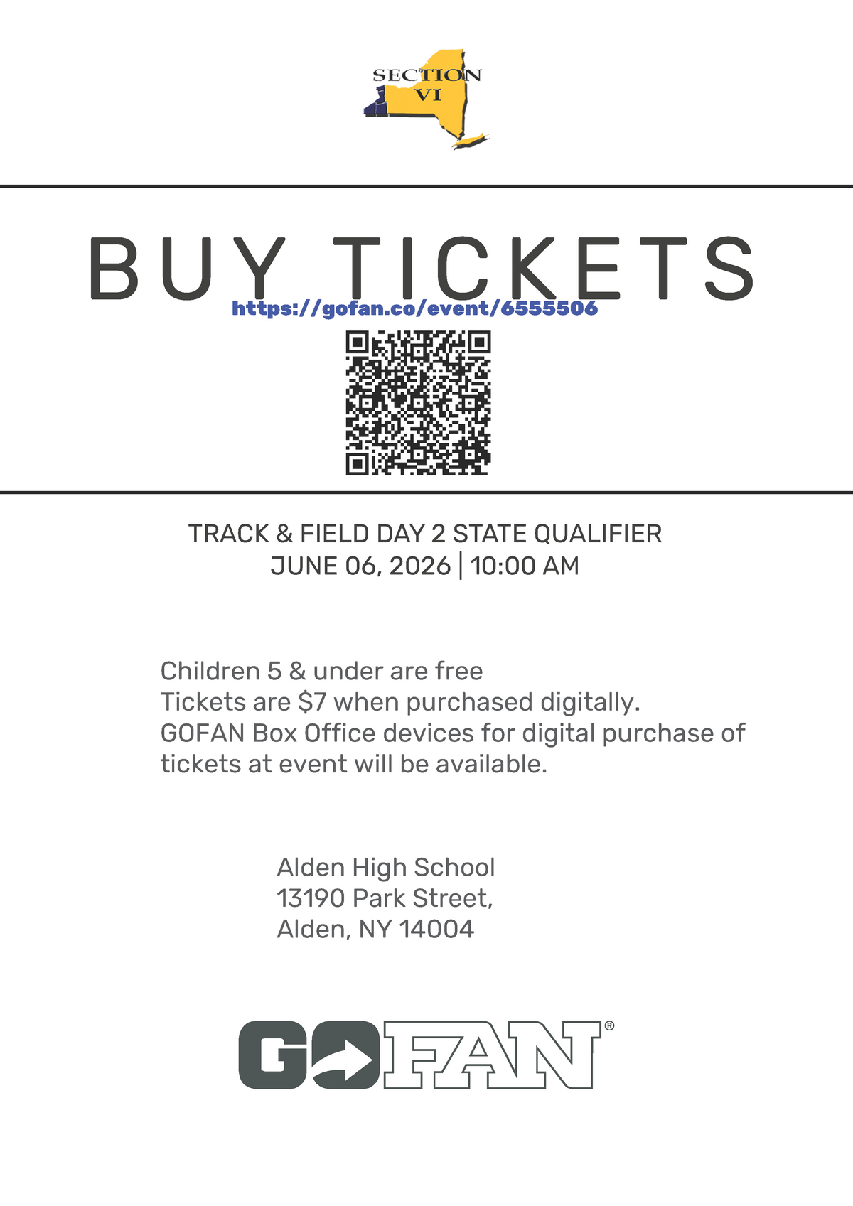 Poster for the Track & Field Day 2 State Qualifier event on June 06, 2026, at 10:00 AM.