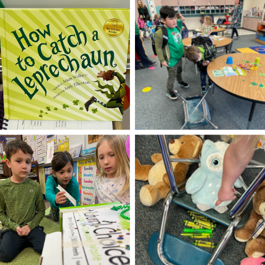 Photos of students and leprechaun traps