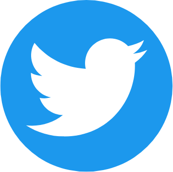 White Twitter logo bird on a blue circle