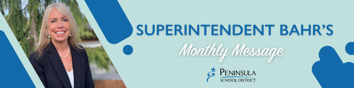 Superintendent Bahr's monthly message graphic with text