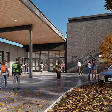 Entrance to Charlottesville Middle School (Rendering)